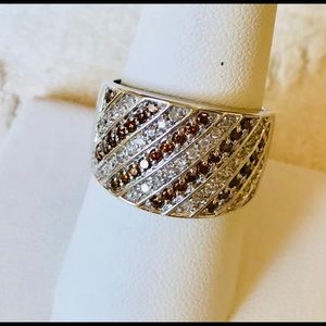 14K White Gold Diamond White and Fancy Color Ring